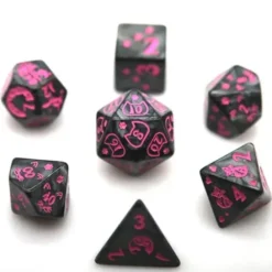 Acrylic dice cat pattern black set of 7 Dice