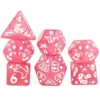 Acrylic dice cat pattern pink set of 7 Dice
