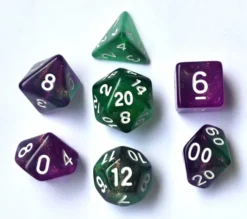 Acrylic Mica Green Pink set of 7 dice