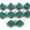 Ankh d10 Dice Block Green with red numbers