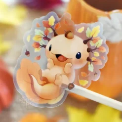 Autumn Axolotl Clear Sticker