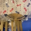 Bamboo Fan: Red & Blue Goldfish