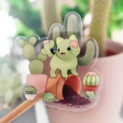 Catcus Mischief Clear Sticker
