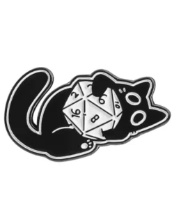 Cat D20 Cute Pin
