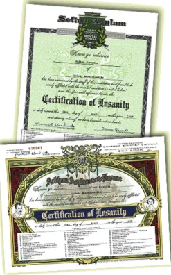 Certificates of Insanity from Arkham Asylum