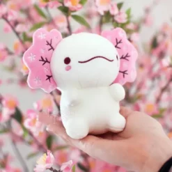 Charlotte The Cherry Blossom Axolotl Plush Keychain