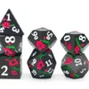 Cherry Blossom Metal Black Dice Set of 7
