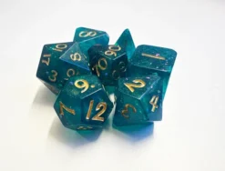 Corner Cut Green Foil set of 7 Dice