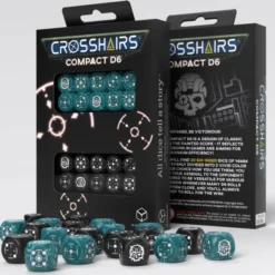 Crosshairs Compact D6 Dice Set - Stormy & Black