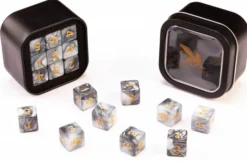 18d6 Marble Series: Black & Grey - Numbers: Gold