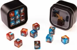 18d6 Marble Series: Blue & Brown - Numbers: White