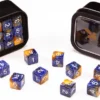 18d6 Marble Series: Blue & Gold - Numbers: White