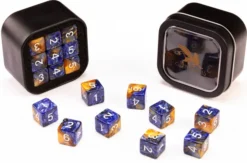 18d6 Marble Series: Blue & Gold - Numbers: White