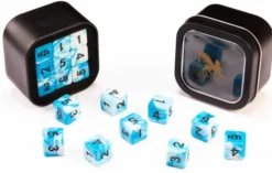 18d6 Marble Series: Blue & White - Numbers: Black