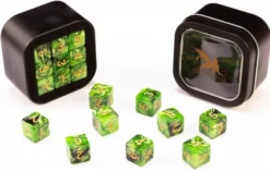18d6 Marble Series: Green & Black - Numbers: Gold