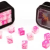 18d6 Marble Series: Pink & White - Numbers: White