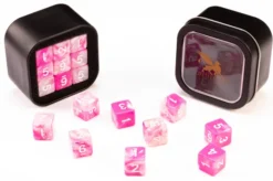 18d6 Marble Series: Pink & White - Numbers: White