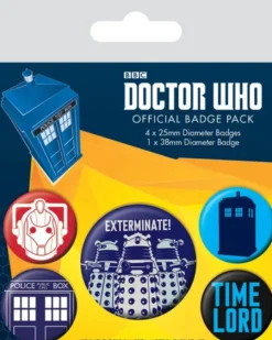 Doctor Who Exterminate Pin Badges 5-Pack
