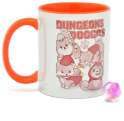Dungeons & Doggos -Mug & Random D20 Die- Gift Set