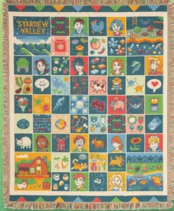 Farmhouse Patchwork Throw Blanket 150 x 127 cm