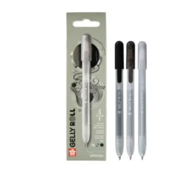 Gelly Roll Pen Set 3 - Svart, Metallic Svart, Silver