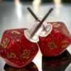 Glitter Ruby Mini-Poly D20 Stud Earrings Pair