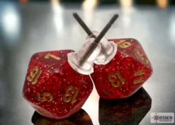 Glitter Ruby Mini-Poly D20 Stud Earrings Pair