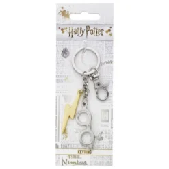 Keychain Lightening Bolt & Glasses (silver plated)