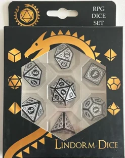 Lattice Pattern White Dice Set of 7 Dice