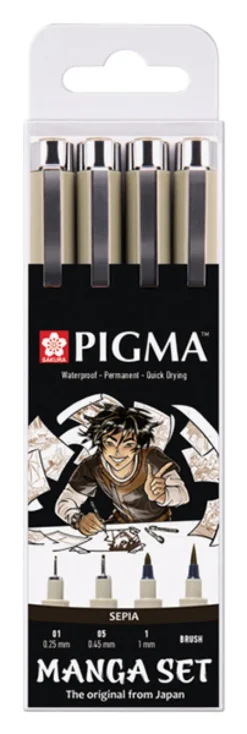 Manga Pigma Micron Set 4 Sepia