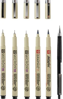 Manga Tool Set Pigma Micron 6 Pcs Black