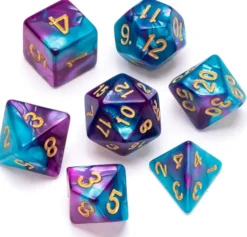 Marble Series: Pale Blue & Purple - Numbers: Gold