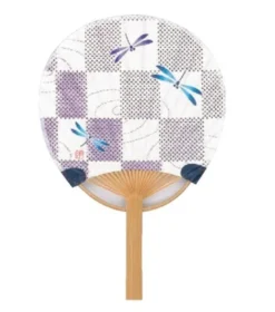 Mini Bamboo Fan: Checkered Dragonfly