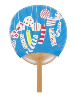 Mini Bamboo Fan: Wind Chimes Light Blue