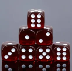 16 mm Transparent Dark Red Dice Set 12 D6