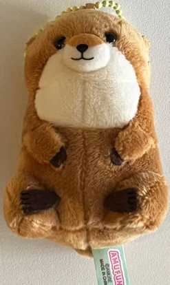 Otter Plush Mini Hanger: Sitting Comfy Warm Brown