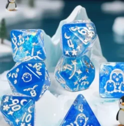 Penguin Pattern Blue set of 7 Dice
