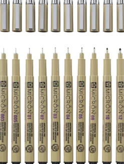 Pigma Micron Set of 10 Black Fineliners