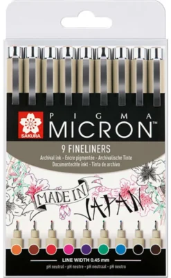 Pigma Micron Wallet 9 Fineliner Colors