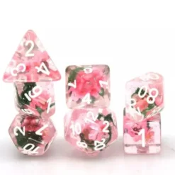 Pink carnation dice set of 7 Dice