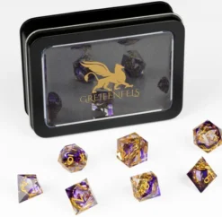 Razor Dice Set: Gold Ring - Purple