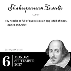 Shakespearean Insults 2027 Day-to-Day Calendar