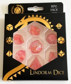Strawberry set of 7 dice - Pink