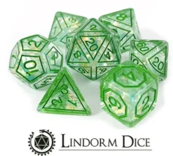 Terrarium set of 7 dice Green