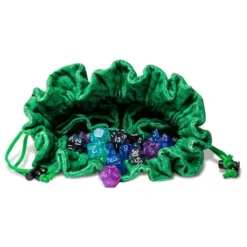 Velvet Dice Bag With Pockets: Green Dragon Scales