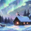 Vykort - Juldrake Aurora